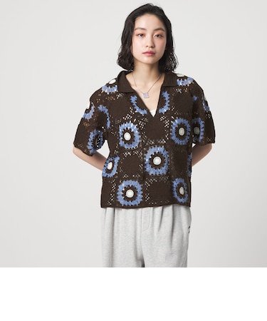 ＜CITEN＞クロシェ風ニットスキッパートップ