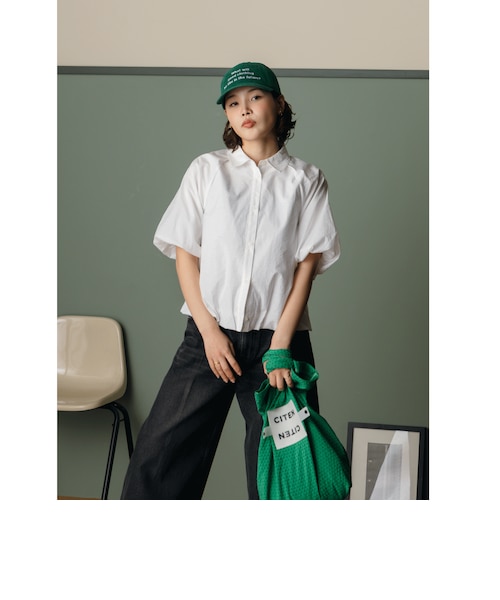 CYCLAS バルーンスリーブジャケット 羊革 モスグリーン 上品な バルーンスリーブジャケット CYCLAS 羊革 SKYシリーズから