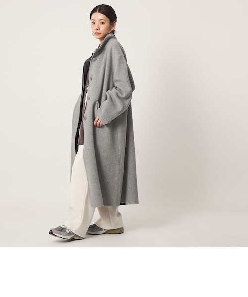 定価12万 EPOCA エポカ ロングコート シルク混 　ツイード グレー CITEN＞バイカラーハイネックロングコート｜シテンの通販｜&mall