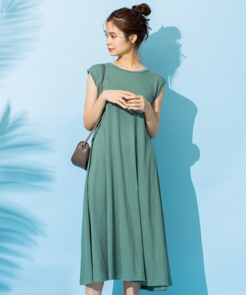 【洗える】フレンチスリーブTシャツ ワンピース