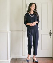 【洗える】七分袖ブラウス×パンツ セットアップ