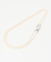 【ブローチ付】2連フェイクパール ネックレス