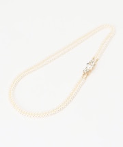 【ブローチ付】2連フェイクパール ネックレス