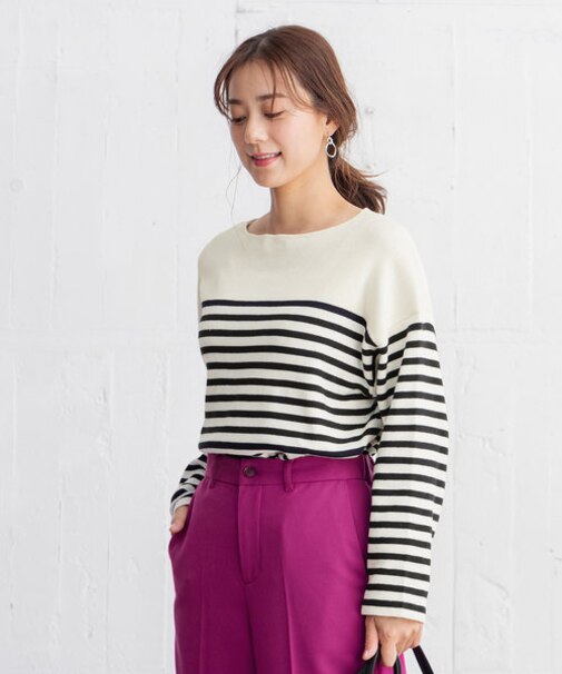 【洗濯機可】ミラノリブボーダー ニット