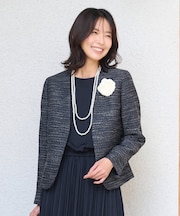 ライトツイード　Ｖネックノーカラージャケット