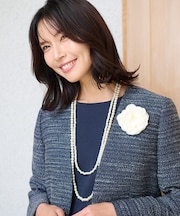 【コサージュ付】二連パールロングネックレス