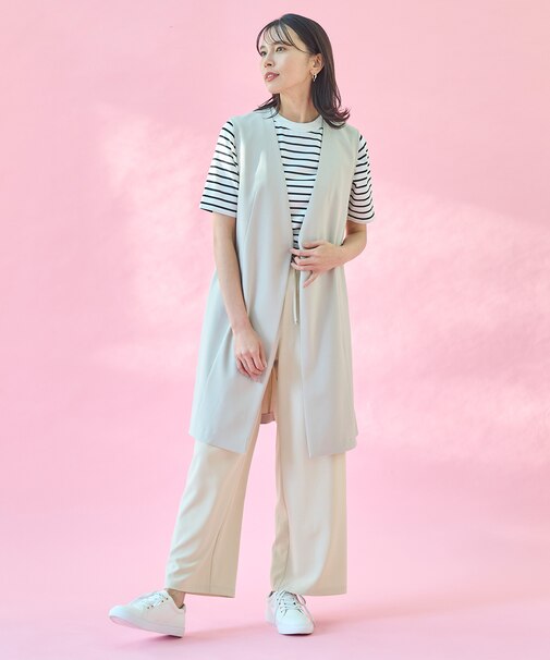 【ウエストゴム】イージケア美脚パンツ ワイド