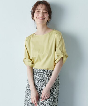 【接触冷感】シルケットスムース タックスリーブトップス