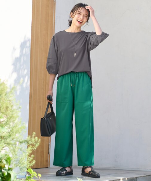 【ウエストゴム/UVケア/接触冷感】清涼リラックスワイドパンツ