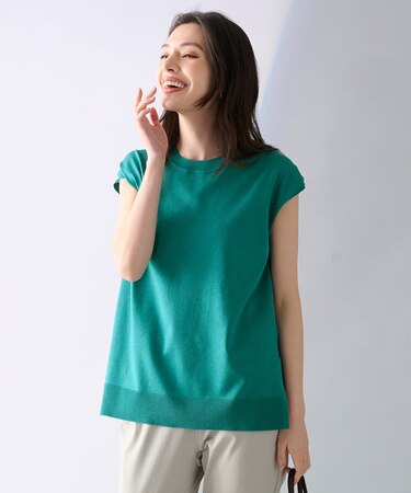 【洗濯機可】フレンチスリーブニットプルオーバー