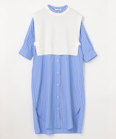 【洗濯機可・セットアイテム】短丈ベスト×シャツワンピースセット