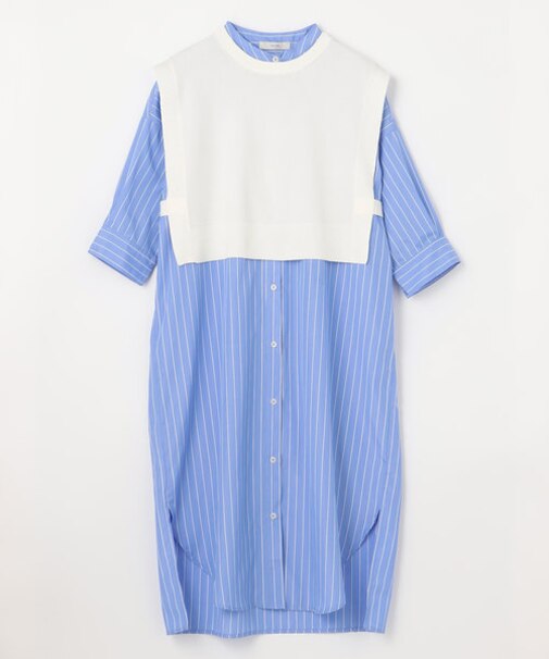 【洗濯機可・セットアイテム】短丈ベスト×シャツワンピースセット