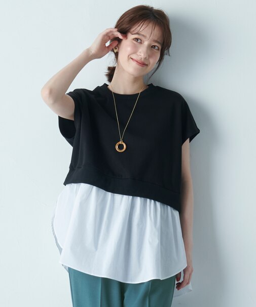 裏毛レイヤード風トップス