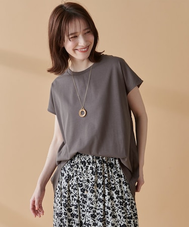 【吸水速乾/シワになりにくい/アンチピリング】バックフレアフレンチスリーブカットソー