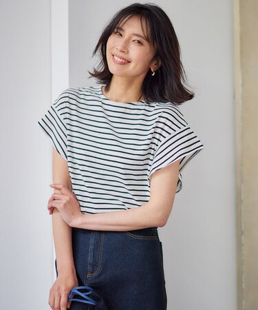 【接触冷感/UVケア/シワになりにくい】フレアスリーブ TブラウスII