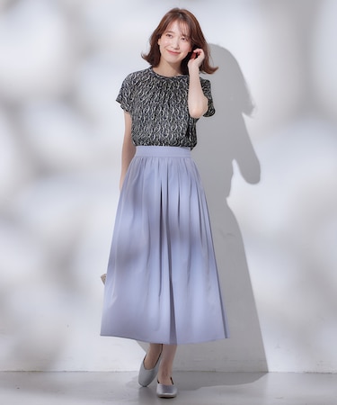 【ウエストゴム】タフタフレアスカート