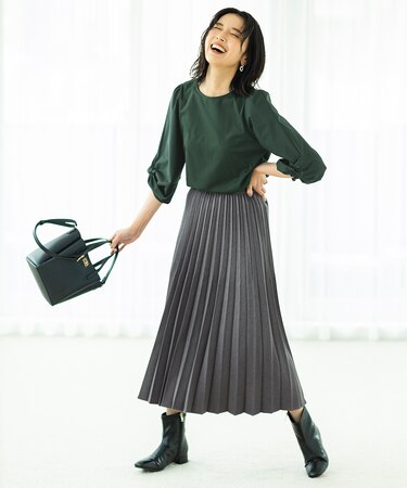 【10色展開/ウエストゴム】ウーリッシュフラノ プリーツスカート