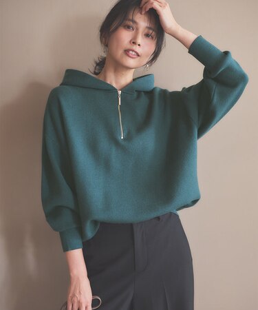 【洗濯機可】しあわせタッチハーフジップフーディー