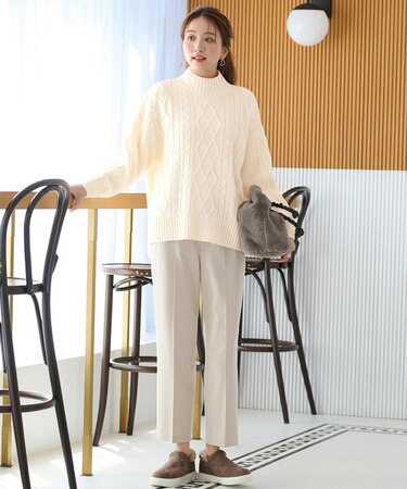 【ウエストゴム/リントラク加工/裏起毛/ストレッチ/洗濯機可能】シークレットウォーム　テーパードパンツ