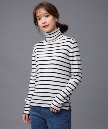 ウールブレンドリブニット