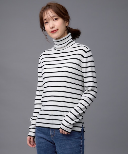 ウールブレンドリブニット