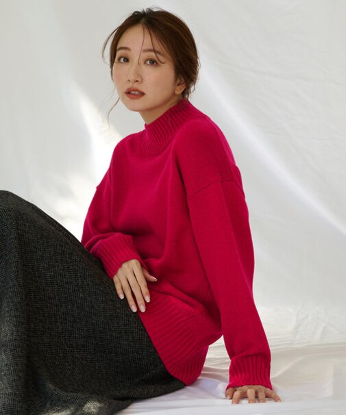 【洗濯機可能/6色展開】ラムウールハイネックニット