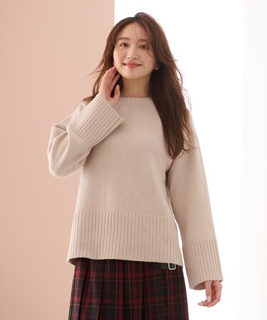 【6色展開】ラムウールラグランスリーブニット