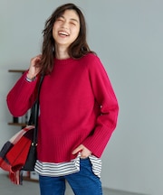 【6色展開】ラムウールラグランスリーブニット