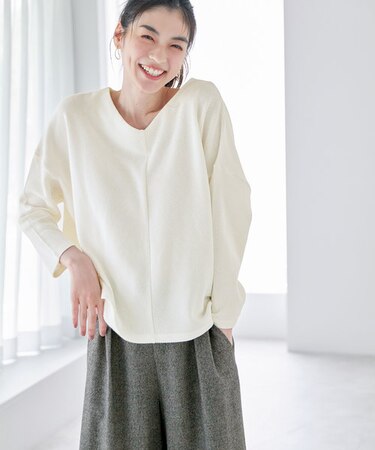 【洗濯機可能】Vネックニットソー