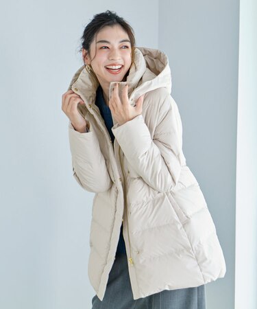 【洗濯機可能/羽毛100%使用/撥水/フード取り外し可能】楽映えリッチロング丈ダウン