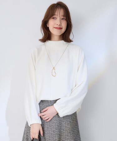 【洗濯機可能】リブ起毛モックネックプルオーバー