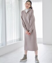 ハーフジップニットワンピース