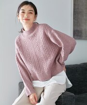 【洗濯機可能】シャツコンビケーブルニット