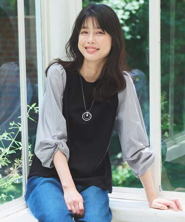 【洗濯機可】着映える袖ねじりトップス