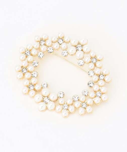 オーバルパールビジューブローチ