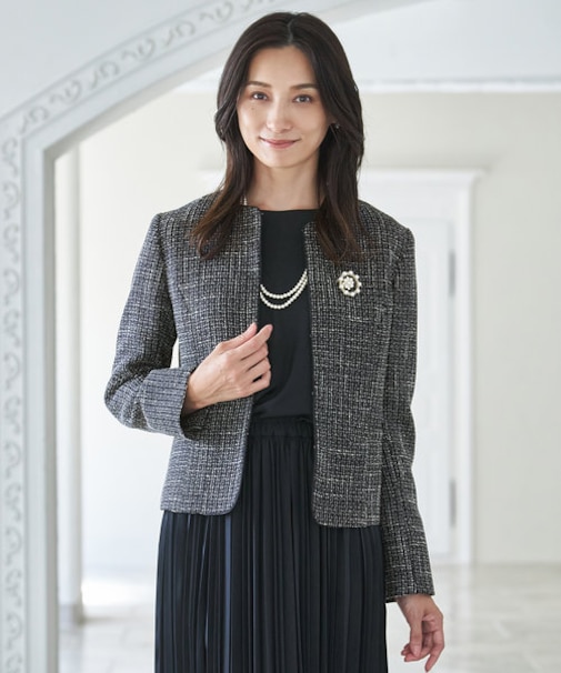 ライトツイード ノーカラージャケット