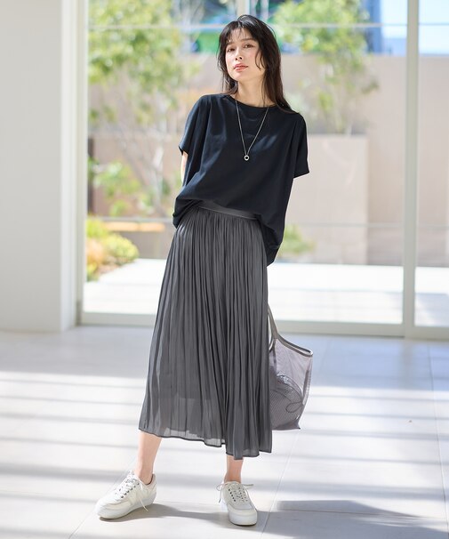 【ウエストゴム】シャイニーギャザースカート