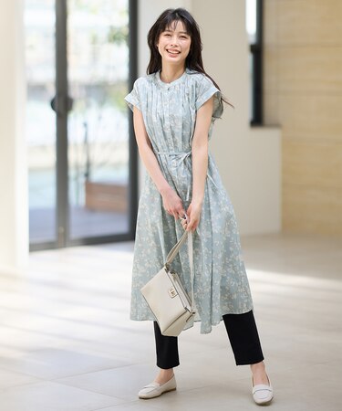 【手洗い可能】レトロギャザーワンピース