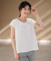 【洗濯機可】チュールデザインフレンチスリーブTシャツ