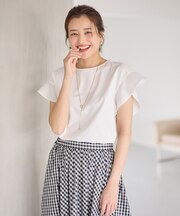 異素材コンビフリルスリーブプルオーバー