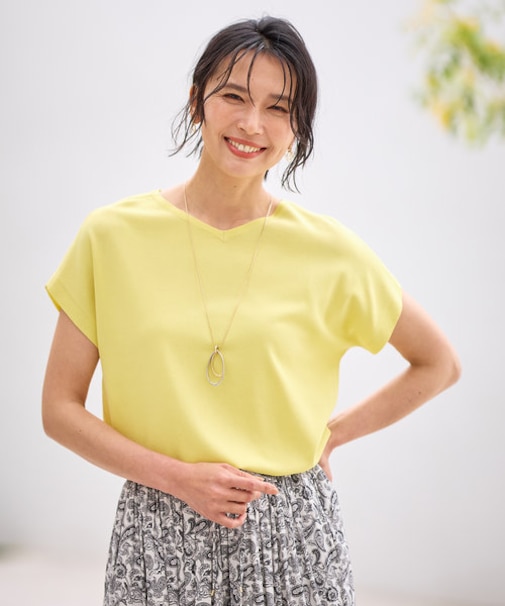 【洗濯機可/UVカット/アンチピリング】ハーフスリーブニット