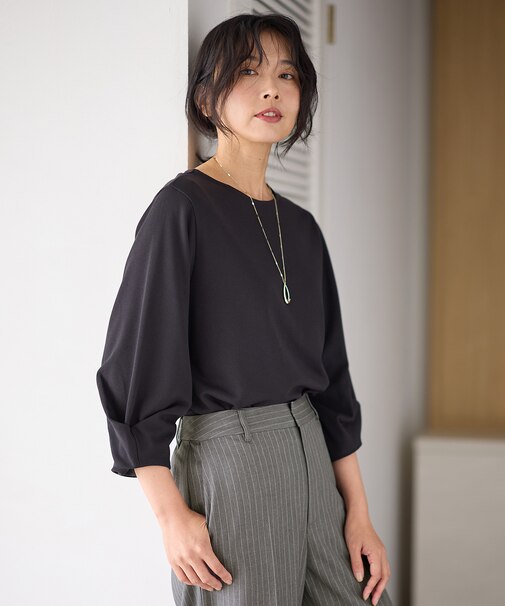 【洗濯機可】袖タックプルオーバー