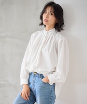 【手洗い可能/抗菌防臭/UVカット/速乾】スタンドネックブラウス