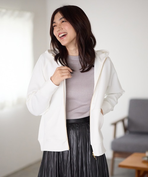 アンパシィ★ダブルジップ ハイブリッド パーカー ホワイト Lサイズ ダブルジップパーカー｜エニィの通販｜&mall（アンドモール）三井