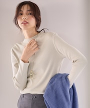【洗濯機可】ラメハイネックＴシャツ