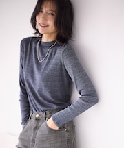 【洗濯機可】ラメハイネックＴシャツ