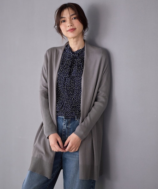 【洗濯機可】リブスリーブカーディガン