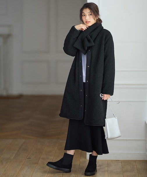 【マフラー付き】キルトリバーシブルコート