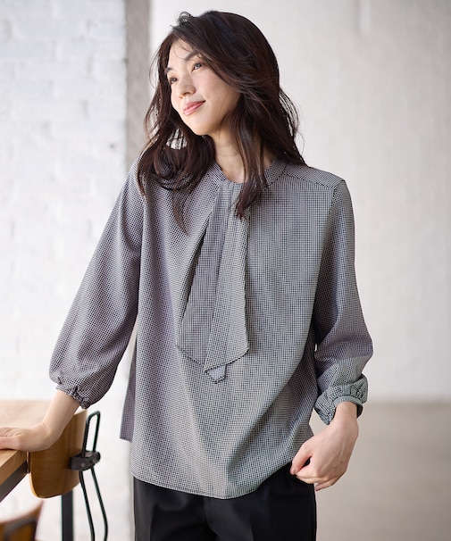 【洗濯機可】ボータイブラウス