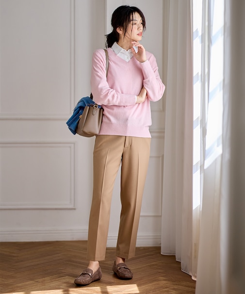 【洗濯機可/ストレッチ/ウエストゴム/裏起毛】マルチファンクションストレッチテーパードパンツ